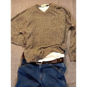 XL marled Black silk sweater by Barry Bricken